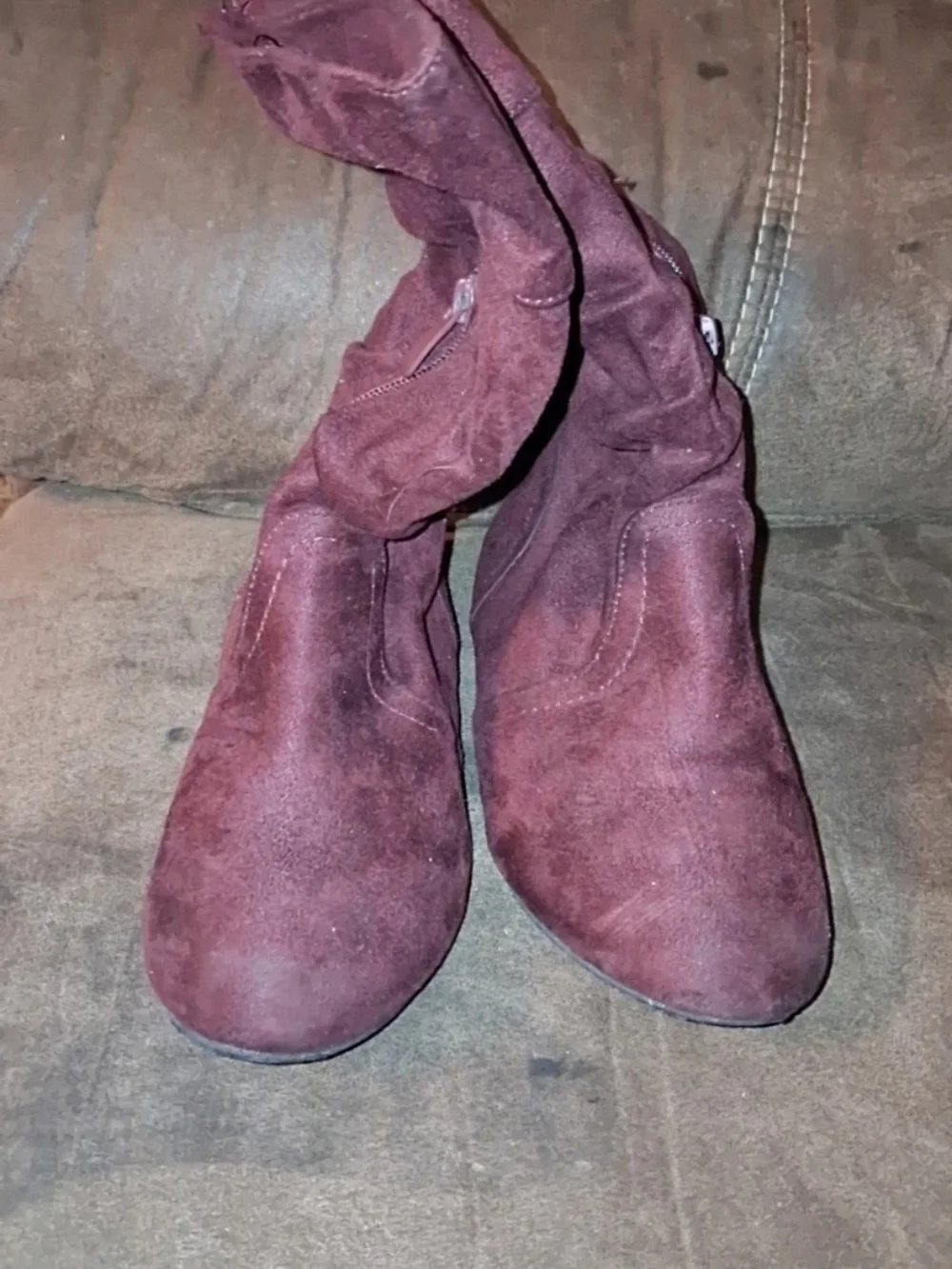Dream Pairs Kids Burgundy Suede-Look Mid-Calf Boots